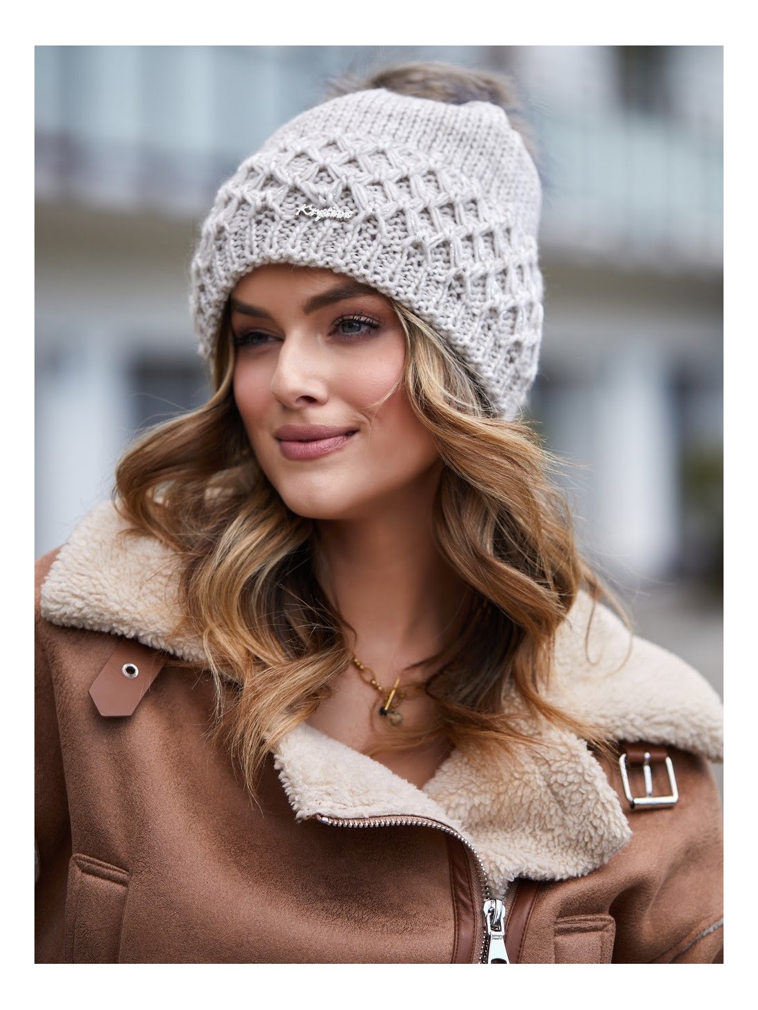 Beige winter hat C14 - Online store - Boutique